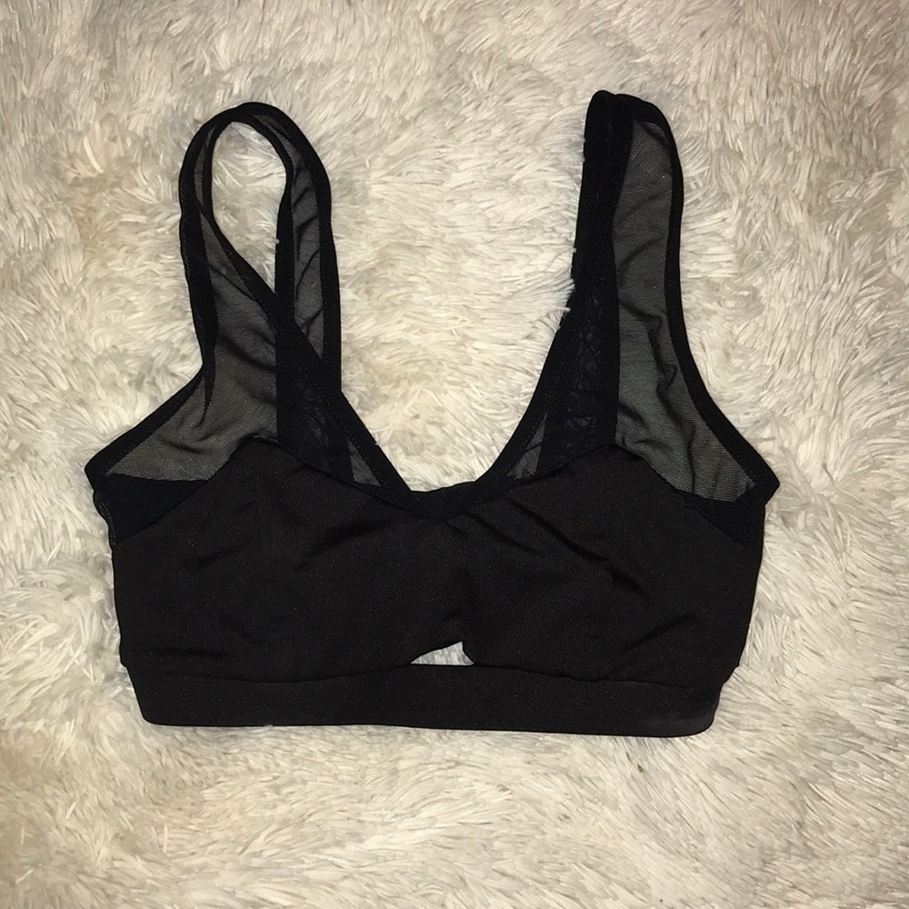 Black mesh sports bra